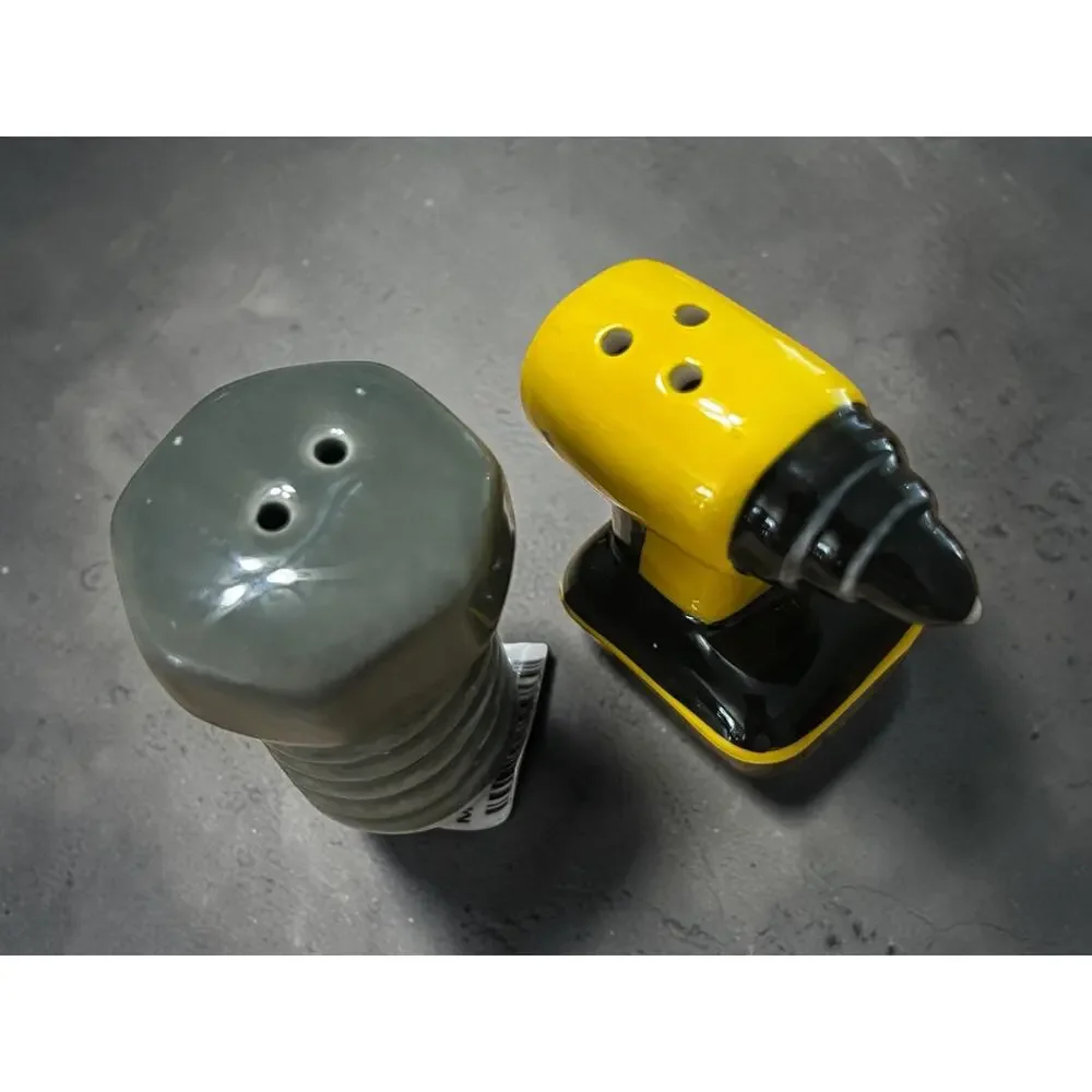 Cracker Barrel Mini Screw And Drill Salt & Pepper Shakers
